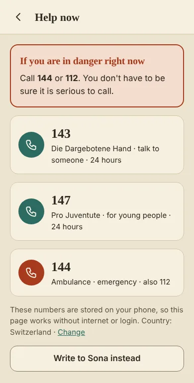 Help now with crisis numbers